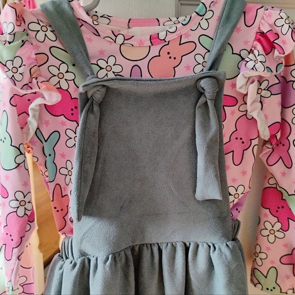 Cute Mila & Rose Outfit Peep Shirt with Overall Suede-like Dress - Picture 4 of 6